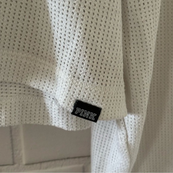 Pink Victoria’s Secret pullover eyelet hoodie Size Large - Picture 3 of 8